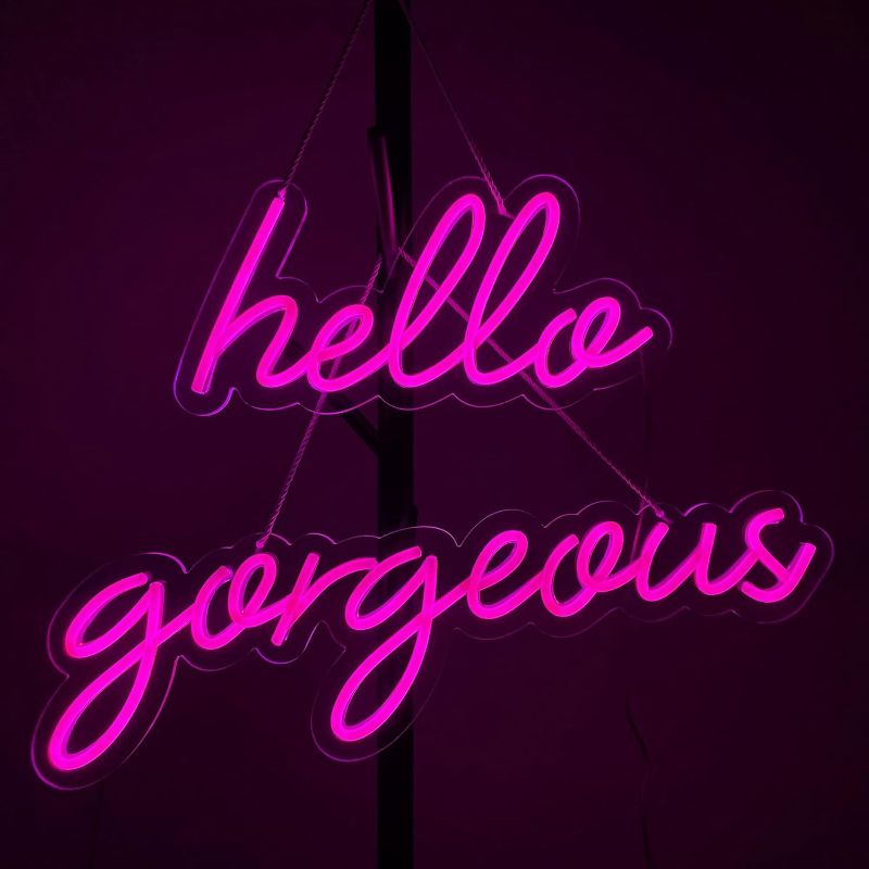 Photo 1 of  Hello Gorgeous Neon Sign Art Wall Lights for Beer Bar Club Bedroom Hotel Pub Cafe Wedding Birthday Party Gifts_Rose