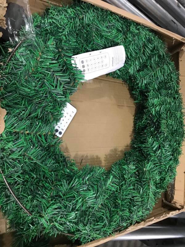 Photo 2 of [Dual Color Switch & Remote Control & Timer] 30 Inch 80LED Super Large Thick Prelit Christmas Wreath for Front Door Warm White & Multicolor Change Lights 12 Mode 320 Branches Artificial Wreath Outdoor Warm White and Multicolor Change Lights