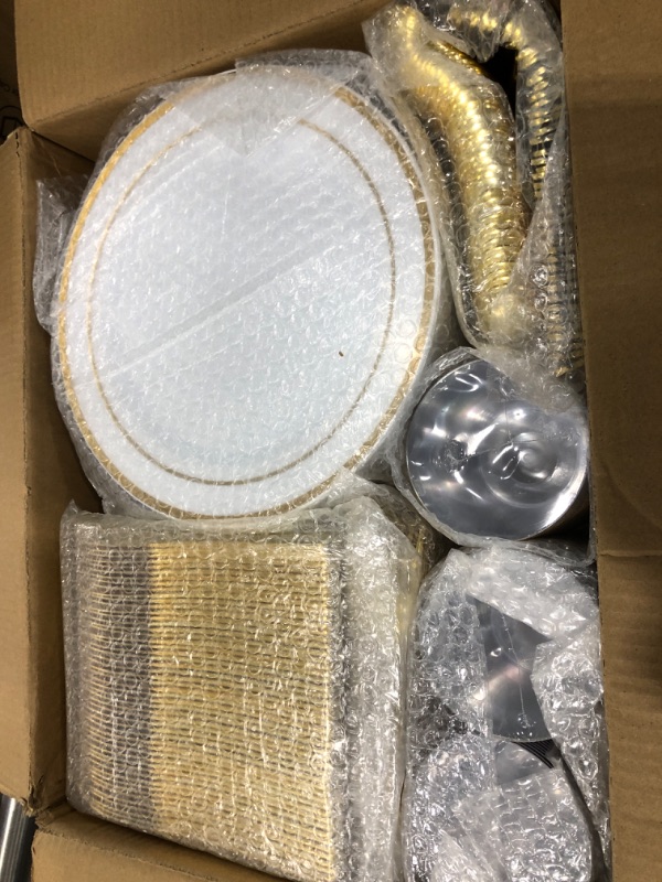 Photo 2 of 600pcs Gold Dinnerware Set for 100 Guest, Includes Gold Plastic Plates, Plastic Salad Plates, Gold Silverware Set and Plastic Cups - Disposable Plastic Plates Cutlery Set for Party Wedding Birthday