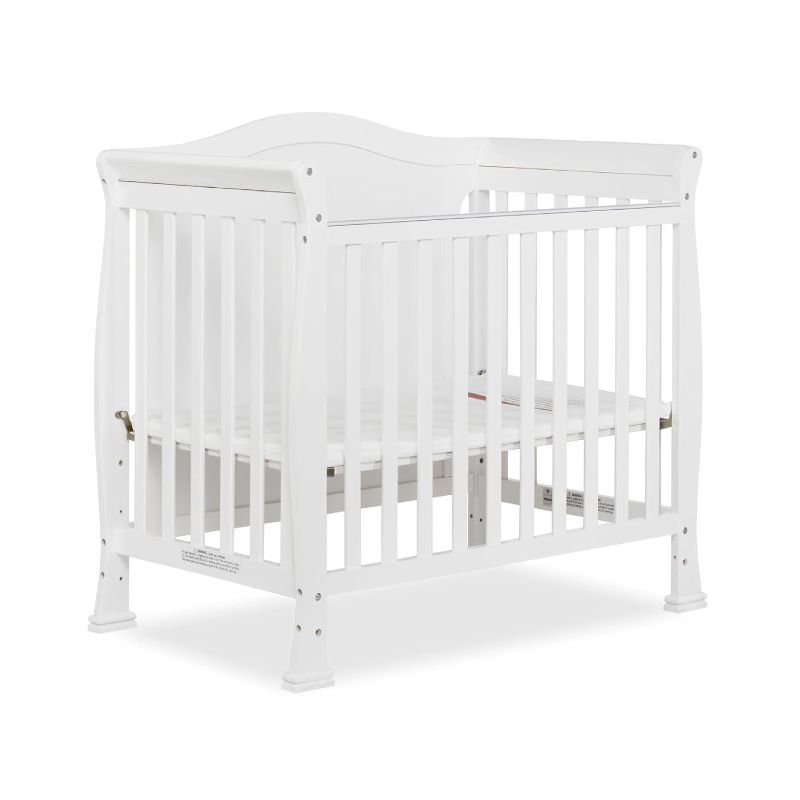 Photo 1 of Dream On Me Addison Full Panel 4-in-1 Convertible Mini Crib in White, JPMA Certified Baby Crib, Non-Toxic Finish, New Zealand Pinewood, Low to Floor Design
