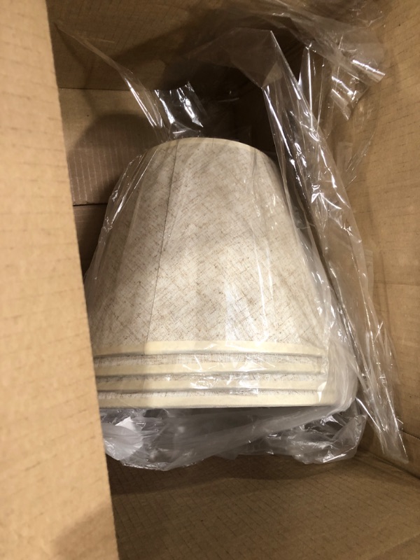 Photo 2 of 4-Pack Natural Linen Lamp Shades, Drum Lampshades 5.9" Top x 9.8" Bottom x 7.8"High, Small Lampshade Covers Required Assembly for Table Lamp, Bedside Lamp, Spider Fitter, Flaxen Flaxen 4 Piece