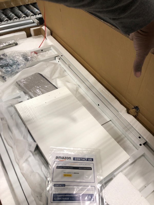 Photo 1 of ODK Computer Desk, 48'' Office Desk with Keyboard Tray, Writting Desk with Drawers and Monitor Stand, Study Table with CPU Stand and Removable Shelf for Storage, Whtie White 48 inch