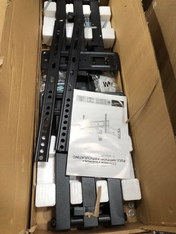 Photo 2 of Monoprice Corner Friendly Full-Motion Articulating TV Wall Mount Bracket for TVs 32in to 70in, Max Weight 99lbs, VESA Patterns Up to 600x400, Fits Curved Screens - Cornerstone Series