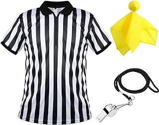 Photo 1 of Men's Official Umpire Jersey, Black and White Stripe Overturned Collar Referee Shirt small/medium 