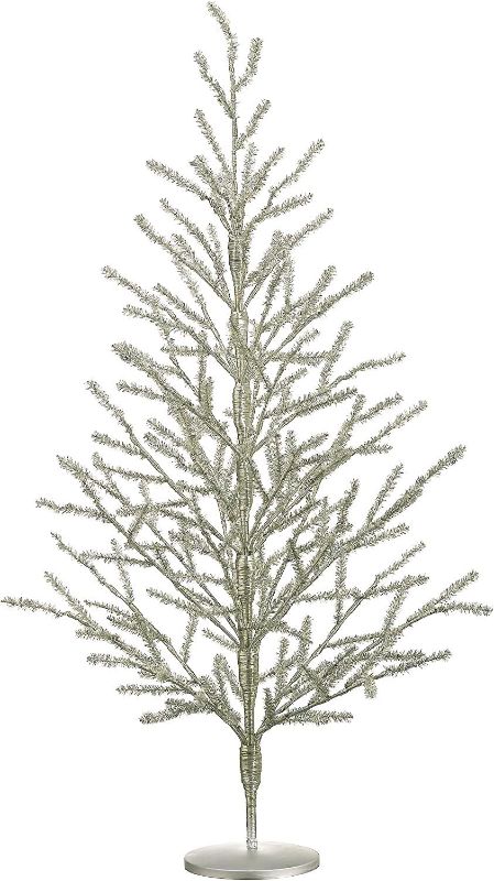 Photo 1 of 40 Inch Tinsel Christ mas Tree Antique Silver - 3.33 Foot Tinsel Pine Tree
