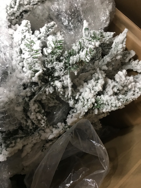 Photo 1 of 7.5-Ft.Smart String Lighting Flocked Mountain Pine Christmas Tree