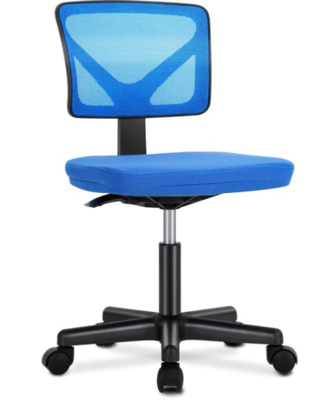 Photo 1 of Desk Chair - Armless Mesh Office Chair, Ergonomic Computer Desk Chair, No Armrest Small Mid Back Executive Task Chair with Lumbar Support and Swivel Rolling for Small Spaces, Blue