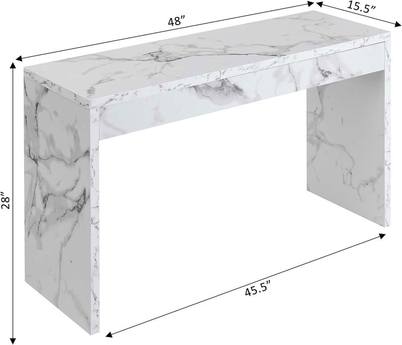 Photo 1 of (SEE NOTES) Convenience Concepts Northfield Hall Console Desk Table, White Faux Marble
