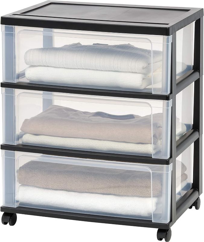 Photo 1 of (SEE NOTES)  22x25x16 Black & Transparent Heavy 
Duty  File Storage Cabinet IRIS USA 3 Bin Storage 