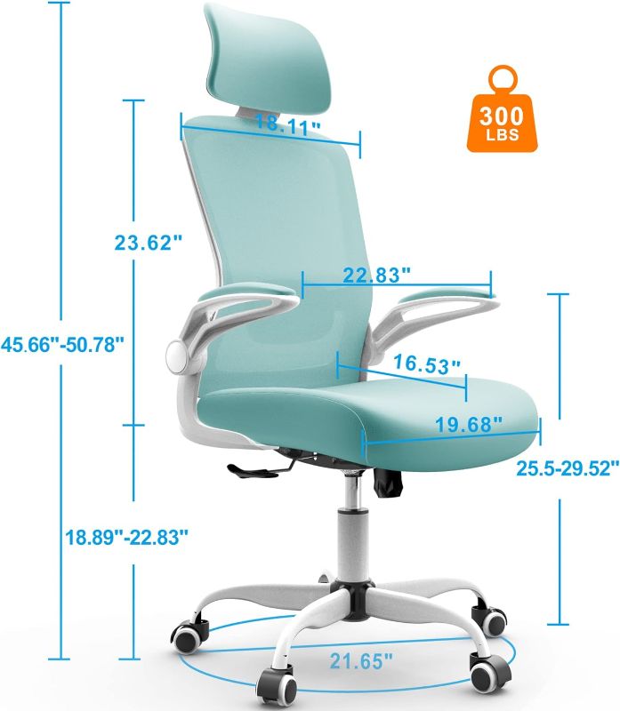 Photo 2 of Mimoglad Office Chair, High Back Ergonomic Desk Chair with Adjustable Lumbar Support and Headrest, Swivel Task Chair with flip-up Armrests for Guitar Playing