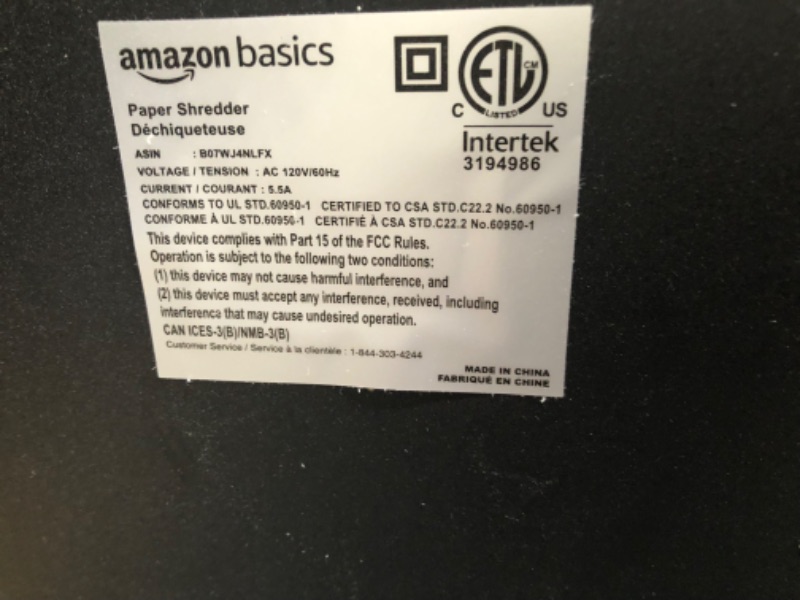 Photo 4 of Amazon Basics 24-Sheet Cross-Cut Paper, CD and Credit Card Home Office Shredder with Pullout Basket 24 Sheet Shredder