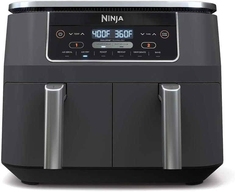 Photo 1 of Ninja DZ201 Foodi 8 Quart 6-in-1 DualZone 2-Basket Air Fryer with 2 Independent Frying Baskets, Match Cook & Smart Finish to Roast, Broil, Dehydrate & More for Quick, Easy Meals, Grey
