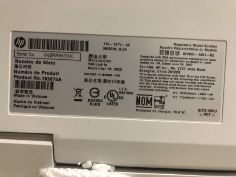 Photo 6 of ***NOT FUNCTIONAL - FOR PARTS ONLY - NONREFUNDABLE - SEE COMMENTS***
HP Color LaserJet Pro M283fdw Wireless All-in-One Laser Printer, (7KW75A), White