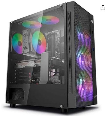 Photo 1 of DeepCool Matrexx 55 Mesh Case ATX PC Gaming 0.6MM SPCC with 4 Fans 120mm RGB Rainbow Addressable 5V ADD Front Panel Mesh & Tempered Glass Side Panel (HxDxL 480x440x210mm)