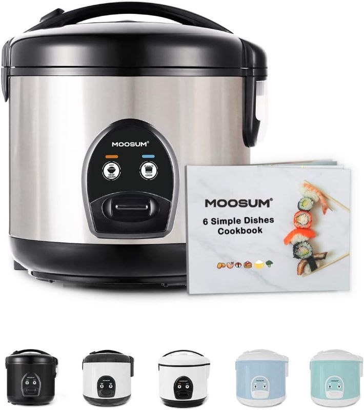 Photo 1 of Moosum Rice Cooker Maker 10-Cup(Uncooked) with Steamer, Ceramic coating, BPA Free, Large capacity, Stainless Steel
