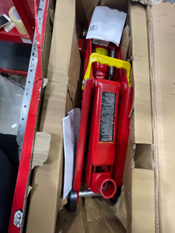 Photo 2 of (MISSING 1 Stand)Bundle of BIG RED T83006 Torin Hydraulic Trolley Service/Floor Jack with Extra Saddle, 3 Ton (6,000 lb) Capacity + BIG RED T43202 Torin Steel Jack Stands, 3 Ton (6,000 lb) Capacity, 2 Stands Red + Jack Stands