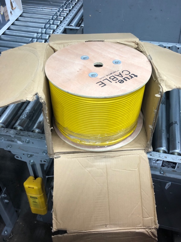 Photo 2 of trueCABLE Cat6A Riser (CMR), 1000ft, Yellow, 23AWG 4 Pair Solid Bare Copper, 750MHz, PoE++ (4PPoE), ETL Listed, Unshielded Twisted Pair (UTP), Bulk Ethernet Cable 1000ft Unshielded Yellow
