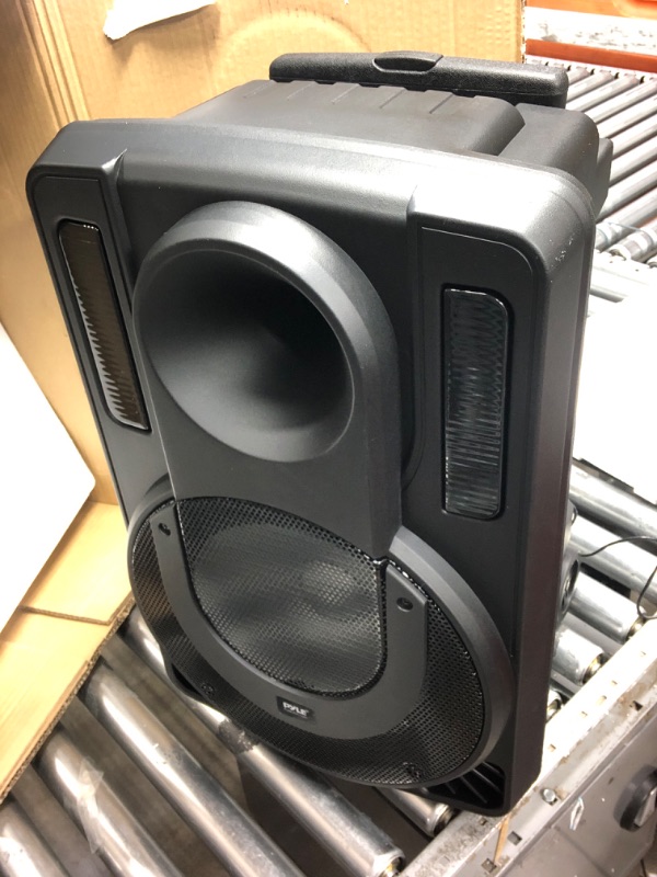 Photo 1 of 12’’ Portable PA Speaker System - Wireless BT Streaming PA & Karaoke Party Audio Speaker, Two Wireless Mic, Wired Microphone, Tablet Stand - PHPWA12TB & Microphone Stand 12 inch Speaker System + Microphone Stand