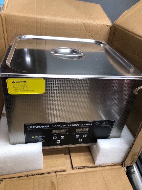 Photo 2 of ***SEE NOTES***CREWORKS 15L Ultrasonic Cleaner, Total 760W Professional Industrial Auto Cleaning Machine for Carburetor Repairing Tools Parts Instrument, 40kHz Digital Sonic Cavitation Cleaner with Heater & Timer