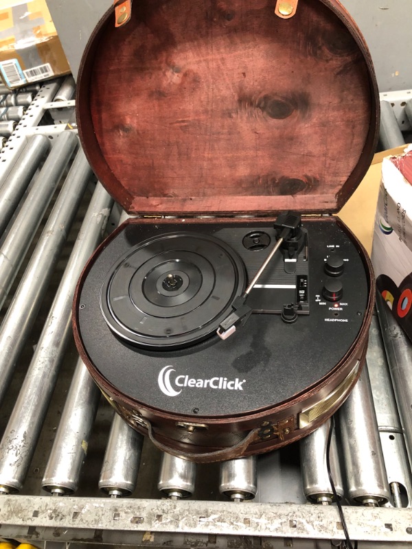 Photo 2 of ClearClick Vintage Suitcase Turntable with Bluetooth & USB - Classic Wooden Retro Style