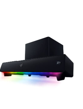 Photo 1 of Razer Leviathan V2: Multi-Driver PC Gaming Soundbar with Subwoofer & Base Station V2 Chroma: Chroma RGB Lighting - Non-Slip Rubber Base - Designed for Gaming Headsets - Classic Black Leviathan V2 Soundbar+ Base Station V2 Chroma