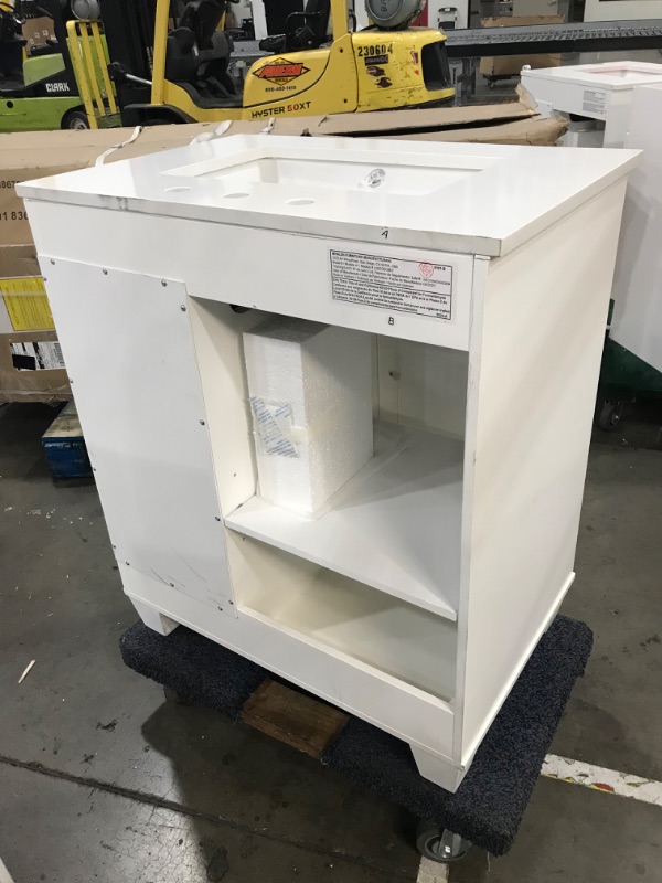 Photo 2 of 30-in White Undermount Single Sink Bathroom Vanity with White Engineered Marble Top