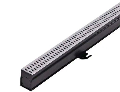 Photo 1 of 2-1/4 in. x 6 ft. Slim Channel Drain Kit Gray Grates, End Caps, Outlets, Coupling and Anchor Clips

