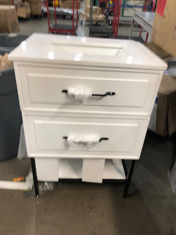 Photo 1 of 2- drawer White Bathroom Vanity 24" x  19" x 35.5" 