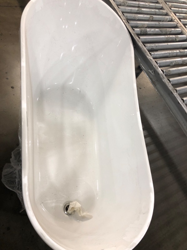 Photo 1 of ***SEE NOTES***AKDY 59 in. Acrylic Oval Slipper Flatbottom Freestanding Bathtub in Glossy White