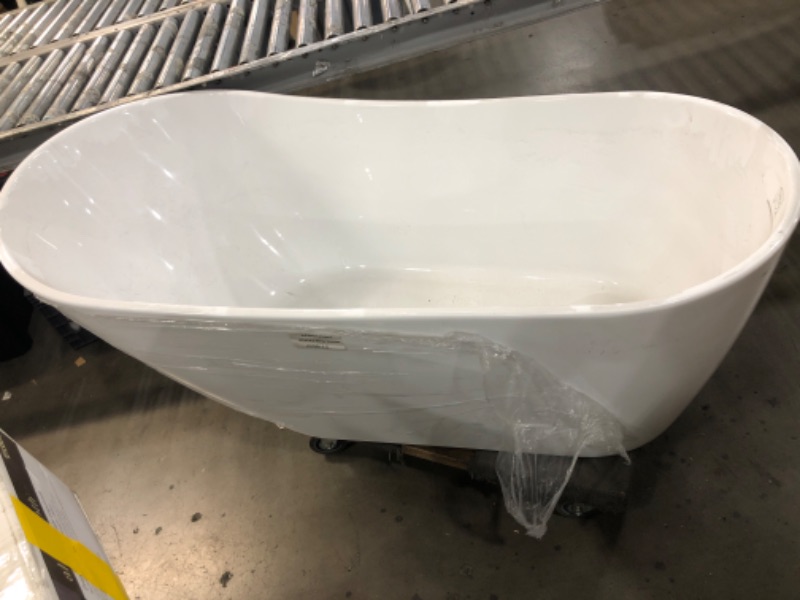 Photo 1 of ***SEE NOTES***AKDY 59 in. Acrylic Oval Slipper Flatbottom Freestanding Bathtub in Glossy White