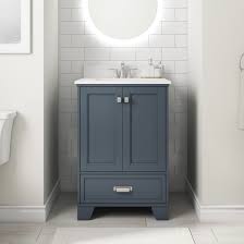 Photo 1 of allen + roth Leeland 24-in Harbor Blue Undermount Single Sink Bathroom Vanity with White Engineered Marble Top
