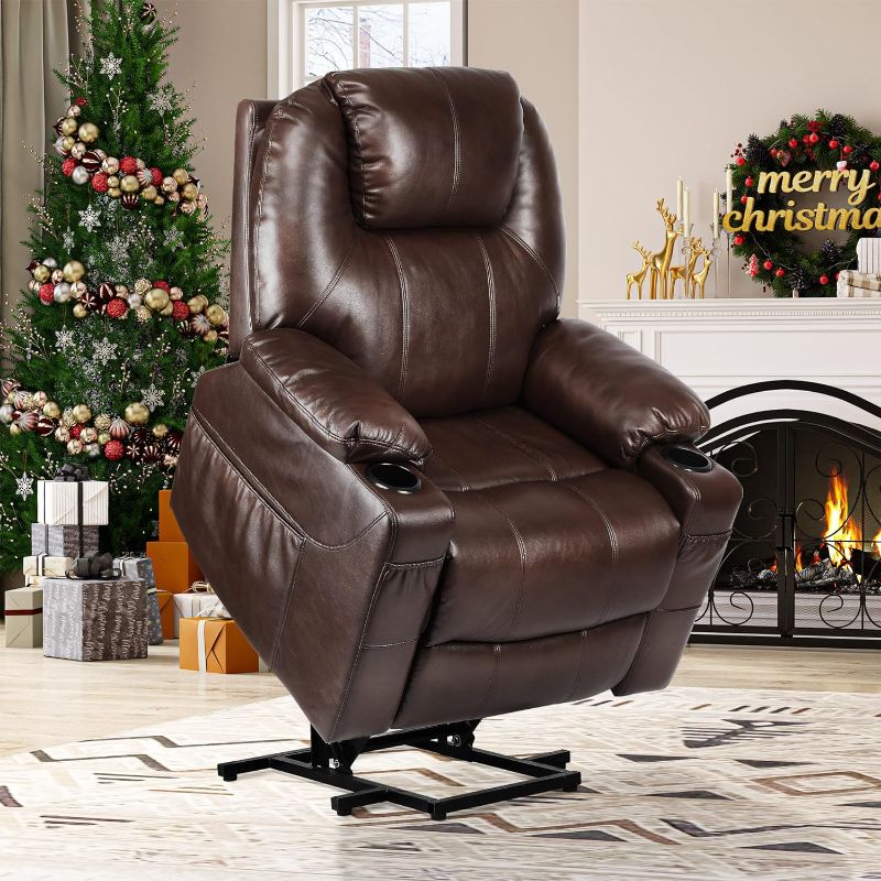 Photo 1 of *incomplete* YITAHOME Power Lift Recliner Chair for Elderly, Lift Chair with Heat and Massage, Faux Leather Recliner Chair with 2 Cup Holders, Side Pockets & Remote Control for Living Room (Brown)
