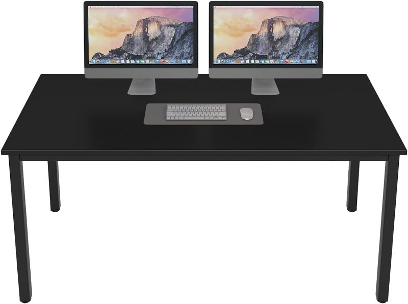 Photo 1 of DlandHome 55 inches Large Computer Desk, Composite Wood Board, Decent and Steady Home Office Desk/Workstation/Table, BS1-140BB Black Walnut and Black Legs, 1 Pack
