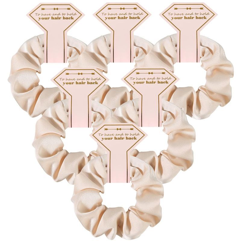 Photo 1 of Loanzeg Satin Bridesmaid Scrunchies Bachelorette Hair Ties Set of 6 Bridal Shower No Damage Hairties ideas Gift for Wedding Party Favors Bridesmaid Proposal Gifts (Begin)