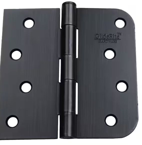 Photo 1 of 4 in. Oil Rubbed Bronze Steel Door Hinge Square and 5/8 in. Corner Radius with Screws (12-Pack)
