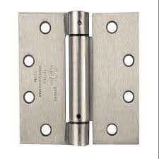 Photo 1 of 4.5 in x 4 in Satin Nickel Full Mortise Spring With Non-Removable Pin Squared Hinge - Set of 2
