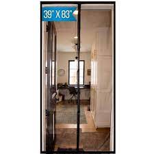 Photo 1 of 39 in. x 83 in. Black Trim Flame Resistant Fiberglass Mesh Magnetic Screen Door with Extra Wide Header and Storage bag
