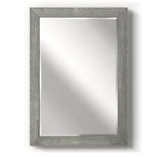 Photo 1 of 29 in. W x 41 in. H Framed Rectangle Beveled Edge Wood Mirror in Grey