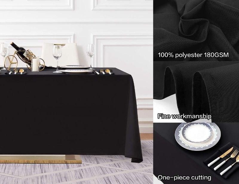 Photo 1 of 70 x 120 Inch Rectangular Polyester Table Cloth for Weddings, Banquets, or Restaurants (Black) 