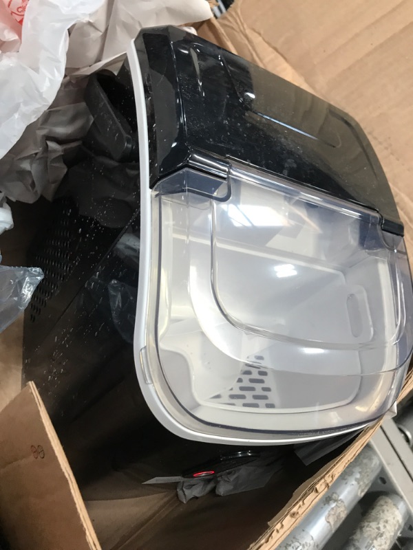 Photo 1 of Nugget Countertop Ice Maker with Soft Chewable Pellet Ice, Pebble Portable Ice Machine, 34lbs Per Day, Self-Cleaning, Sonic Ice, One-Click Operation, for Kitchen,Office Stainless Steel Black
