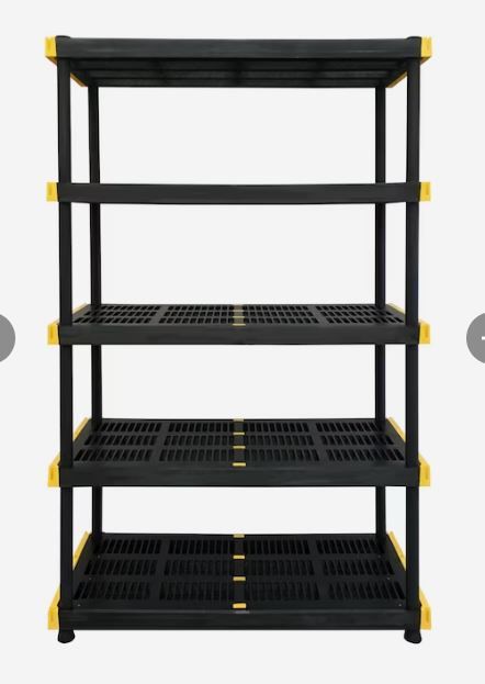 Photo 1 of *parts only* Project Source Commander Plastic Heavy Duty 5-Tier Utility Shelving Unit (48-in W x 20-in D x 72-in H), Black
