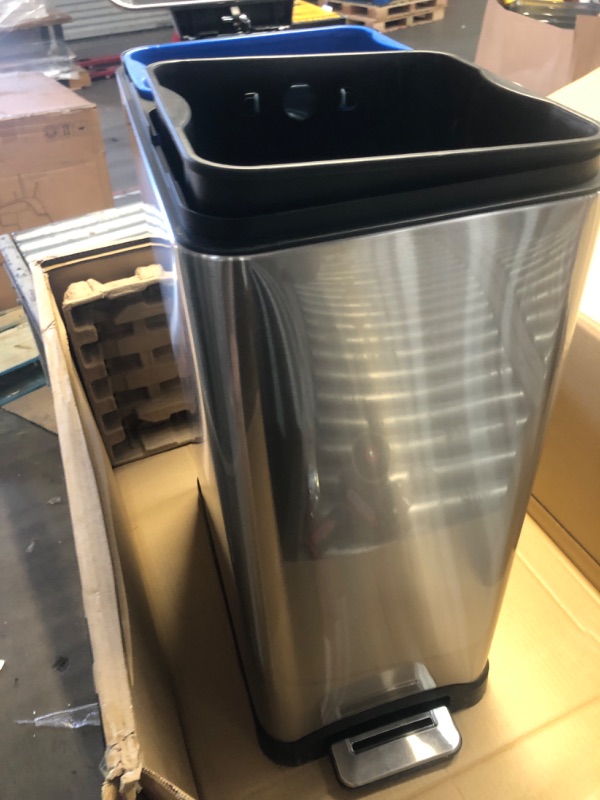 Photo 2 of 13.2 Gal. Stainless Steel Step-On Kitchen Trash Can with Dual Compartments and Slim Shape
