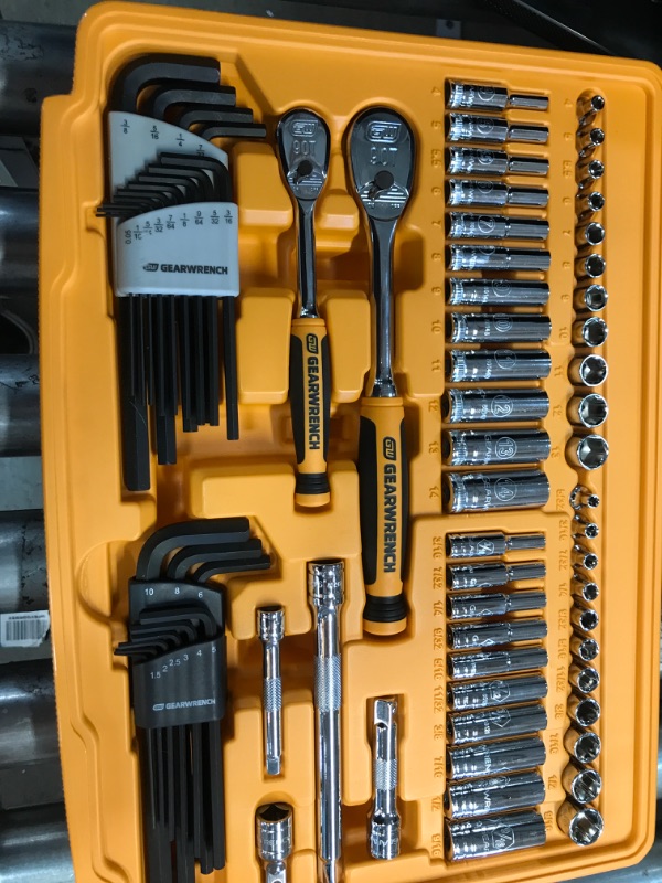 Photo 3 of 1/4 in. and 3/8 in. Drive 90-Tooth Standard and Deep SAE/Metric Mechanics Tool Set in 3-Drawer Storage Box (232-Piece)
