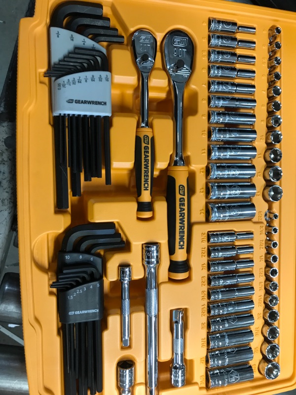 Photo 4 of 1/4 in. and 3/8 in. Drive 90-Tooth Standard and Deep SAE/Metric Mechanics Tool Set in 3-Drawer Storage Box (232-Piece)
