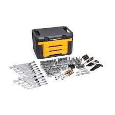 Photo 1 of 1/4 in. and 3/8 in. Drive 90-Tooth Standard and Deep SAE/Metric Mechanics Tool Set in 3-Drawer Storage Box (232-Piece)
