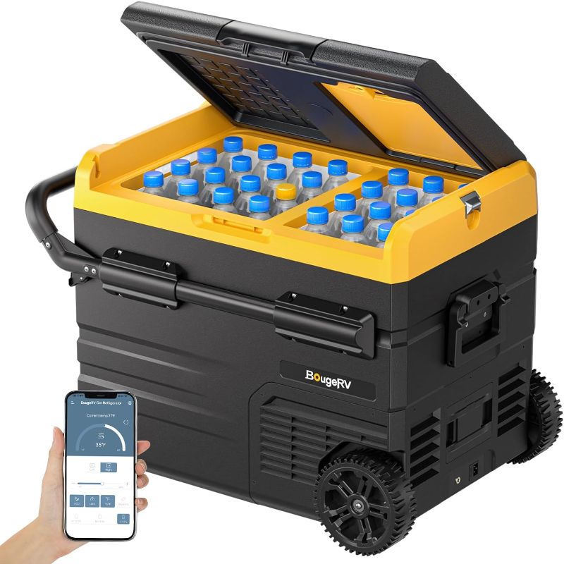 Photo 1 of 48 qt. Portable Car Refrigerator, 12 Volt Compressor Freezer Fridge Dual Zone, Chest Cooler APP Control