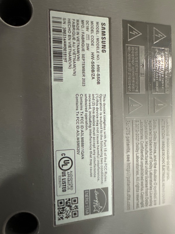 Photo 4 of SAMSUNG HW-S50B/ZA 3.0ch All-in-One Soundbar w/Dolby 5.1, DTS Virtual:X, Q Symphony, Built in Center Speaker, Adaptive Sound Lite, Bluetooth Multi Connection, 2022 Black HW-S50B Soundbar