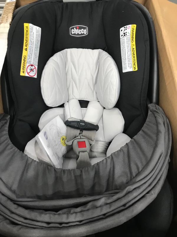 Photo 2 of Chicco KeyFit 30 ClearTex Infant Car Seat and Base, Rear-Facing Seat for Infants 4-30 lbs, Includes Infant Head and Body Support, Compatible with Chicco Strollers, Baby Travel Gear | Pewter/Grey Pewter KeyFit 30 with Cleartex Fabric