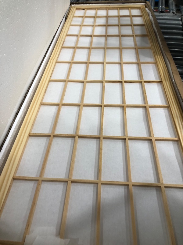 Photo 2 of 4 ft. Short Window Pane Shoji Screen - Natural - 3 Panels