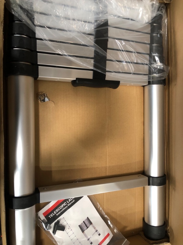 Photo 1 of RIKADE Telescoping Ladder, Heavy Duty A-Frame Aluminum Telescopic Ladder, Portable Extension Ladder Adjustable Lightweight Folding Ladder for Home or RV Work, 330lb Capacity Aluminum 1.4+1.7m